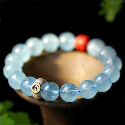 Tranquility Guardian Ice-Blue Crystal Mala Bracelet