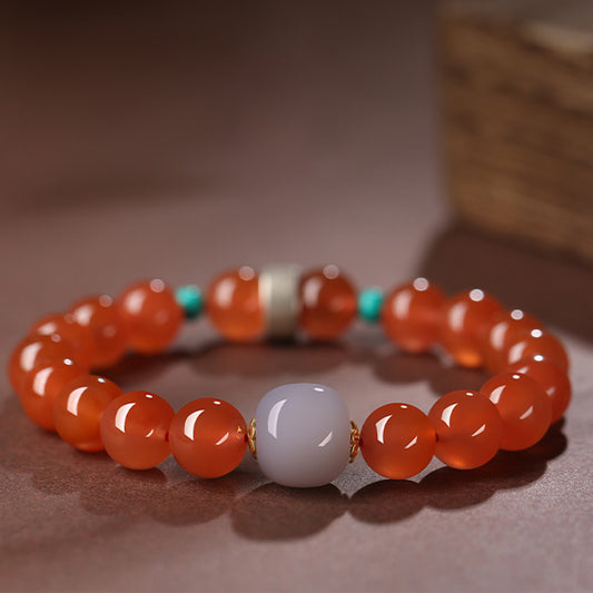 Healing Guardian Cherry Agate Mala Bracelet