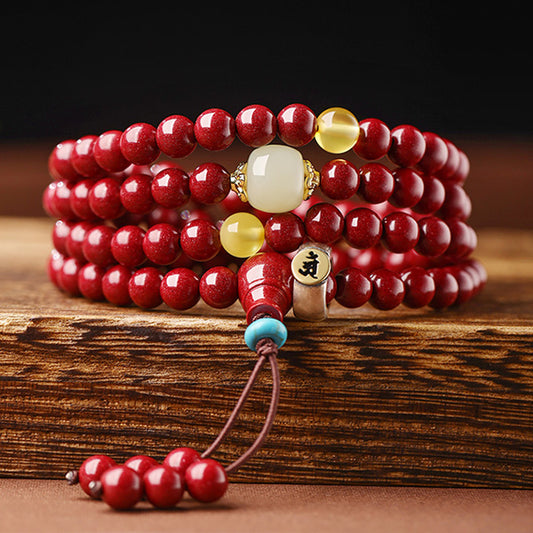 Birth Year Guardian Cinnabar 108 Mala Necklace