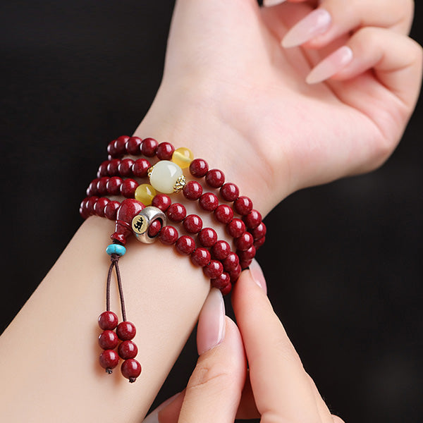 Birth Year Guardian Cinnabar 108 Mala Necklace